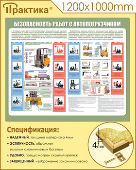 С38 Стенд безопасность работ с электропогрузчиком (1200х1000 мм, пластик ПВХ 3 мм, алюминиевый багет золотого цвета) - Стенды - Тематические стенды - магазин "Охрана труда и Техника безопасности"